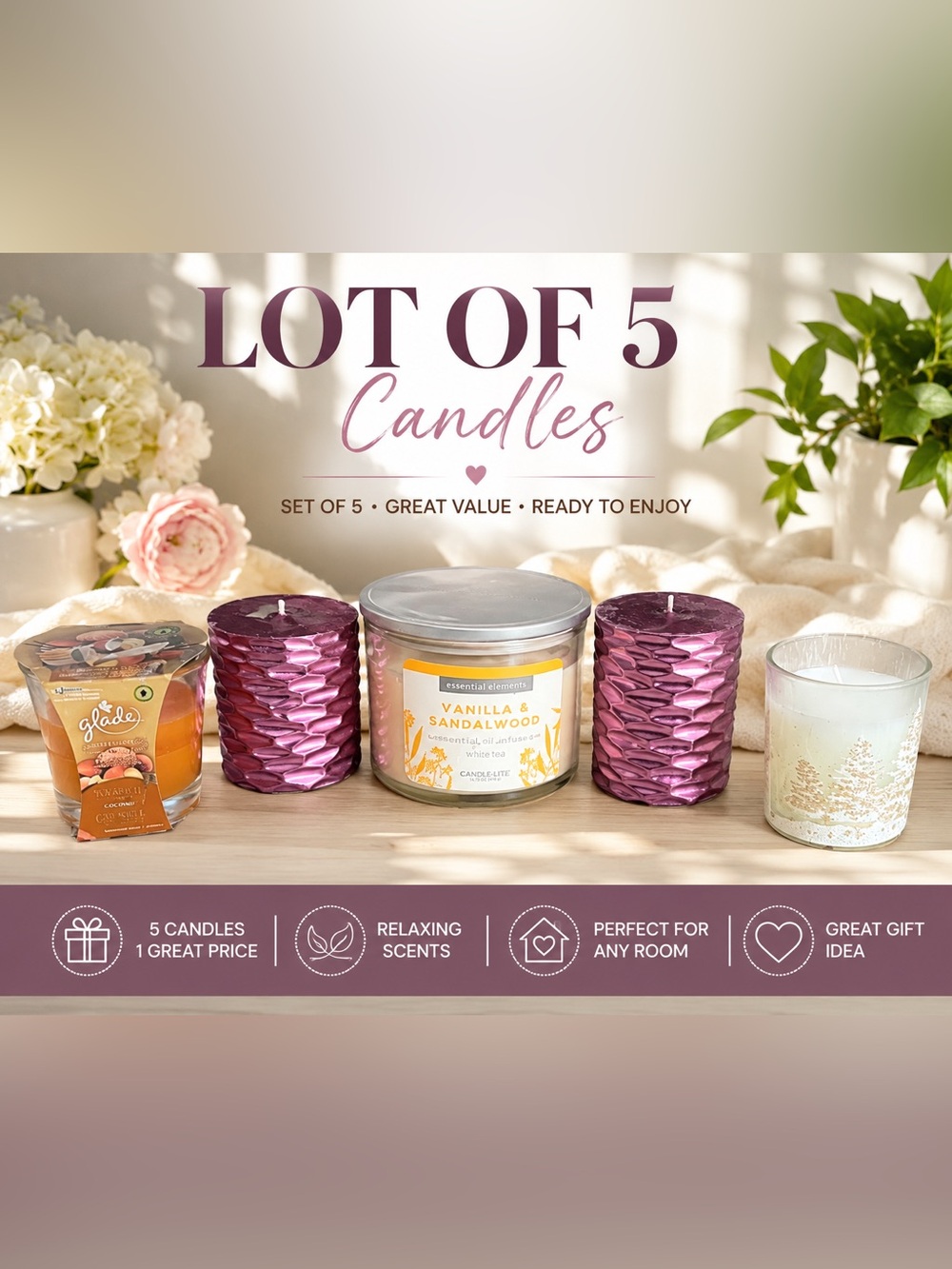 Lot of 5 candles
